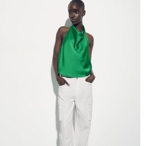 Zara Satin Halter Top